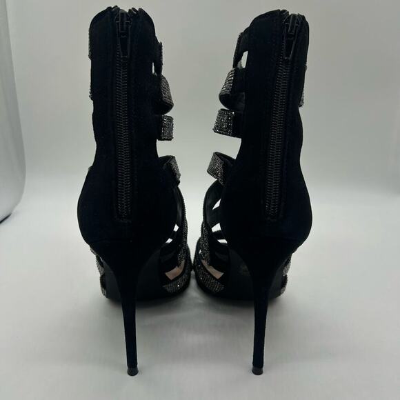 Steve Madded Heels Women 9 Black Malika Open Toe Strap Sandals Wedding Party NEW - Picture 5 of 13